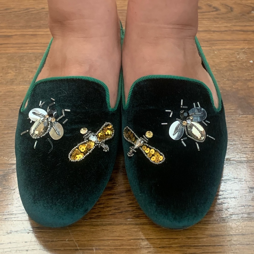 NWT Vintage Havana Sue Hunter Green Velvet flats